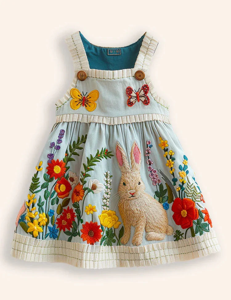 Floral Bunny Appliqué Dress