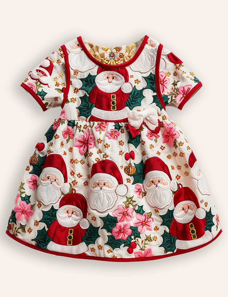 Fun Christmas Santa Claus Appliqué Dress