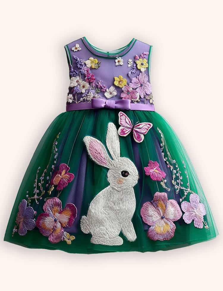 Flower Bunny Party Tulle Dress