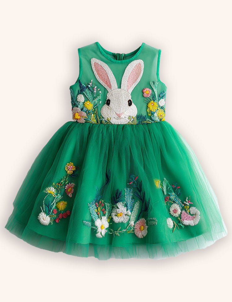 Flower Bunny Party Tulle Dress