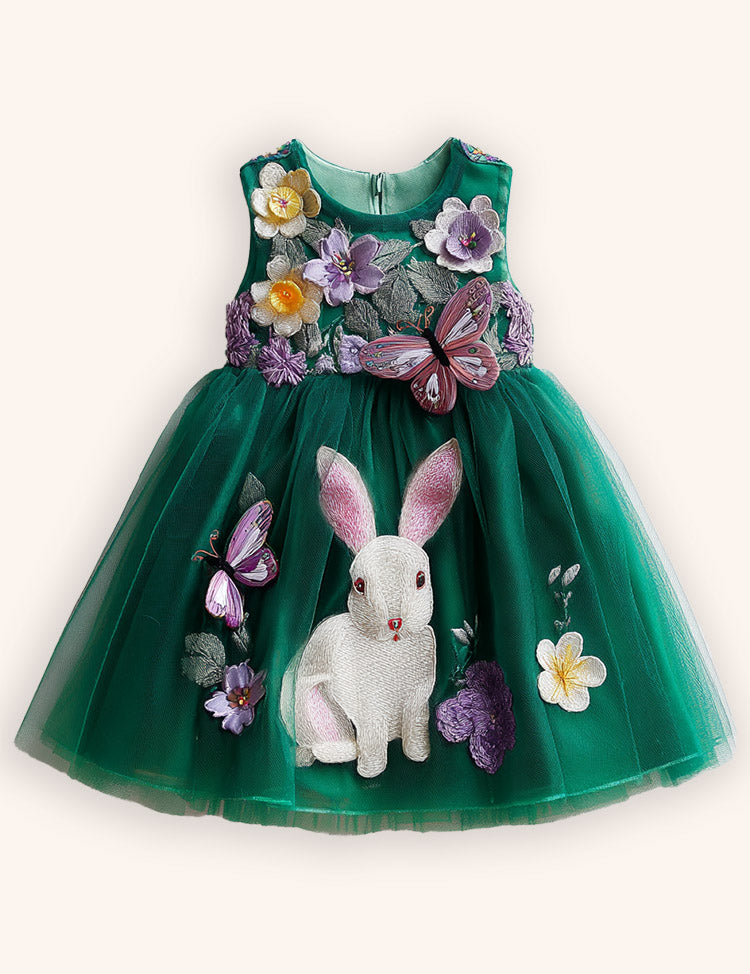 Flower Bunny Party Tulle Dress