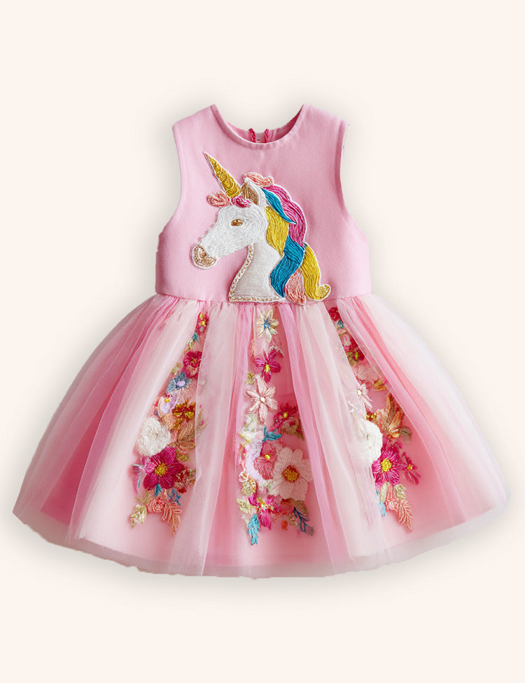 Flower Unicorn Party Tulle Dress