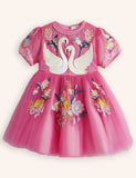 Swan Floral Tulle Appliqué Dress