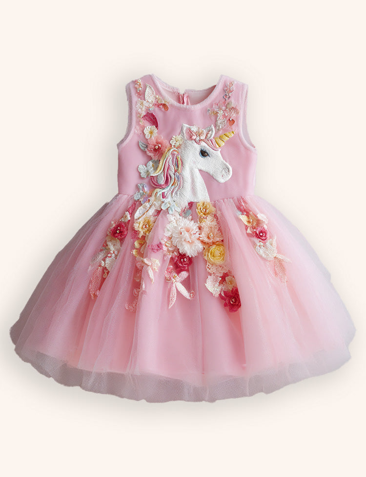 Flower Unicorn Party Tulle Dress