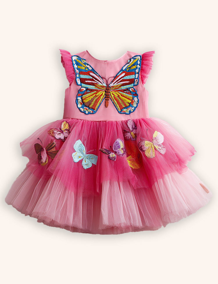 Flower Butterfly Party Tulle Dress
