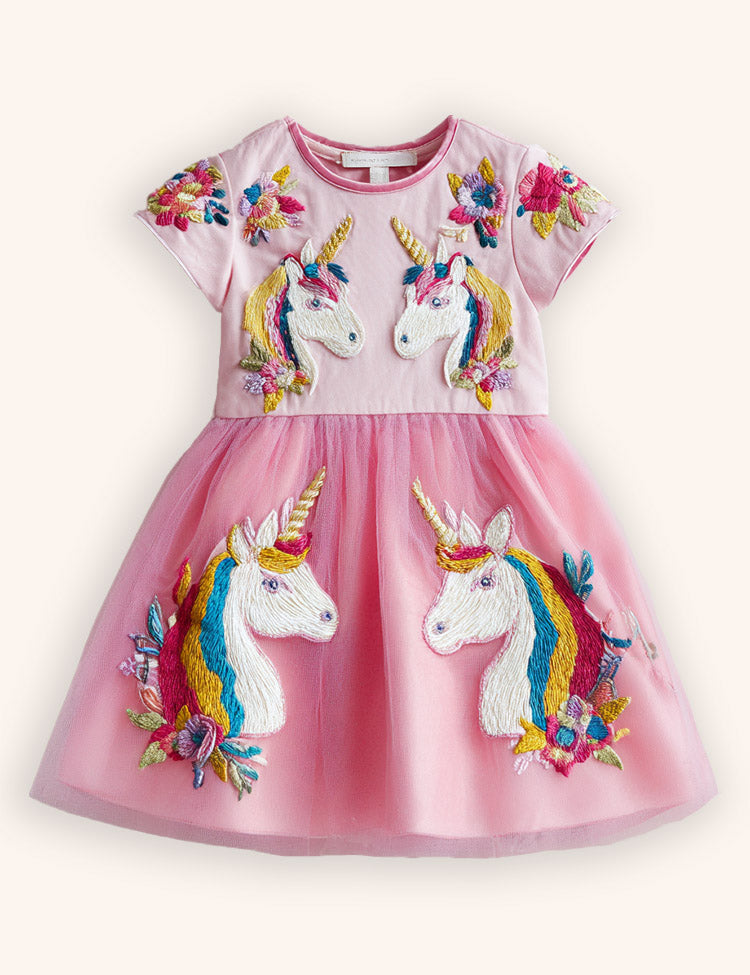 Flower Unicorn Party Tulle Dress