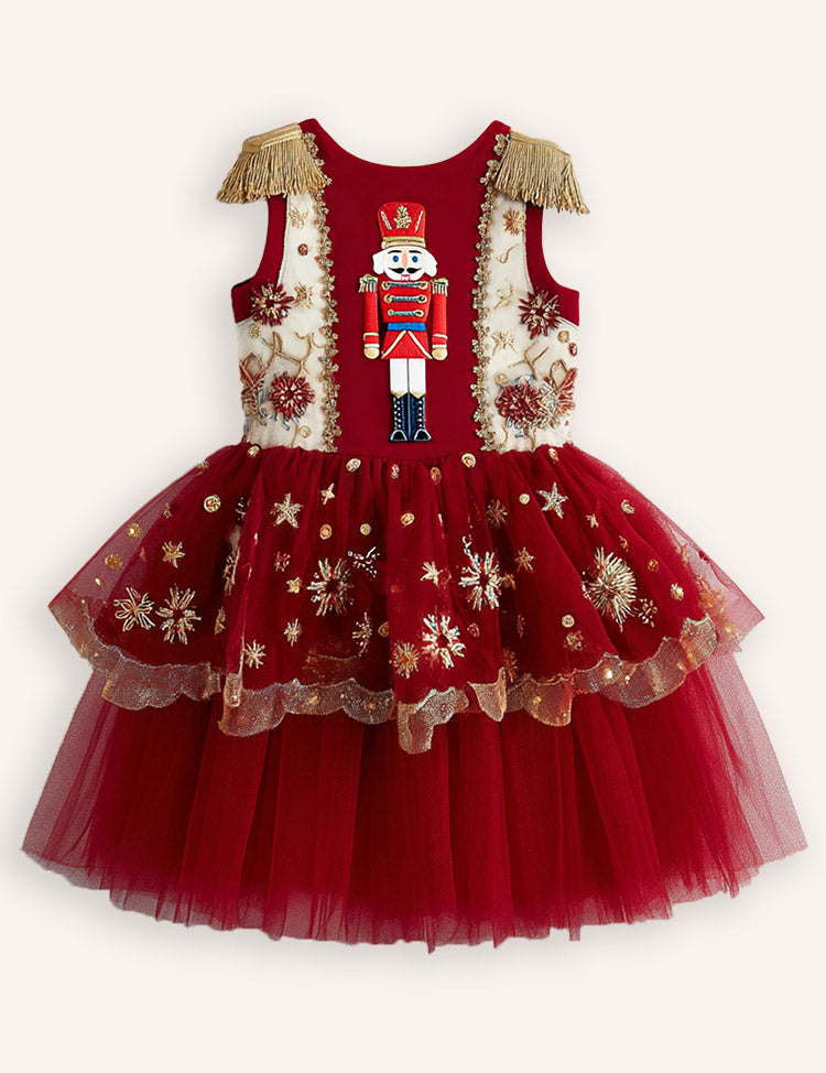 Nutcrackers Velour Tulle Appliqué Dress
