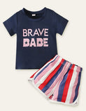 Independence Day Letter Printed Striped Set