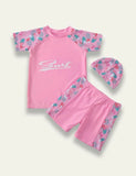 Pink Flower Split Swimsuit
