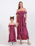 Straight Shoulders Family Matching Dress