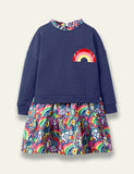 Floral Rainbow Sweatshirt Dress