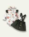 Long Sleeve Romper+Plant Fox Printed Bow Strap Dress - Mini Taylor