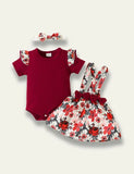 Long Sleeve Romper+Plant Fox Printed Bow Strap Dress - Mini Taylor