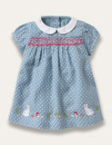 Lovely Polka Dot Bunny Appliqué Dress