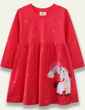 Red Cartoon Long Sleeve Dress