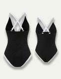 Solid Color White Border Family Matching Swim Suit - Mini Taylor